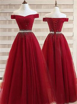 Picture of Pretty Off Shoulder Long Formal Dresses, Beaded Party Dress